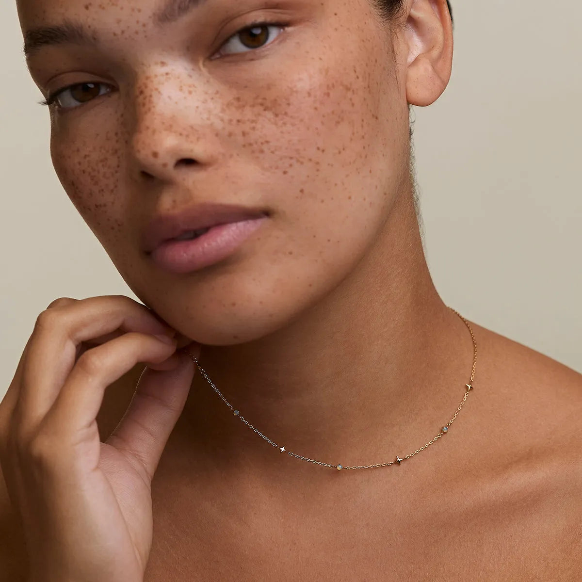 Cosmic Opal Charm Necklace in Gold