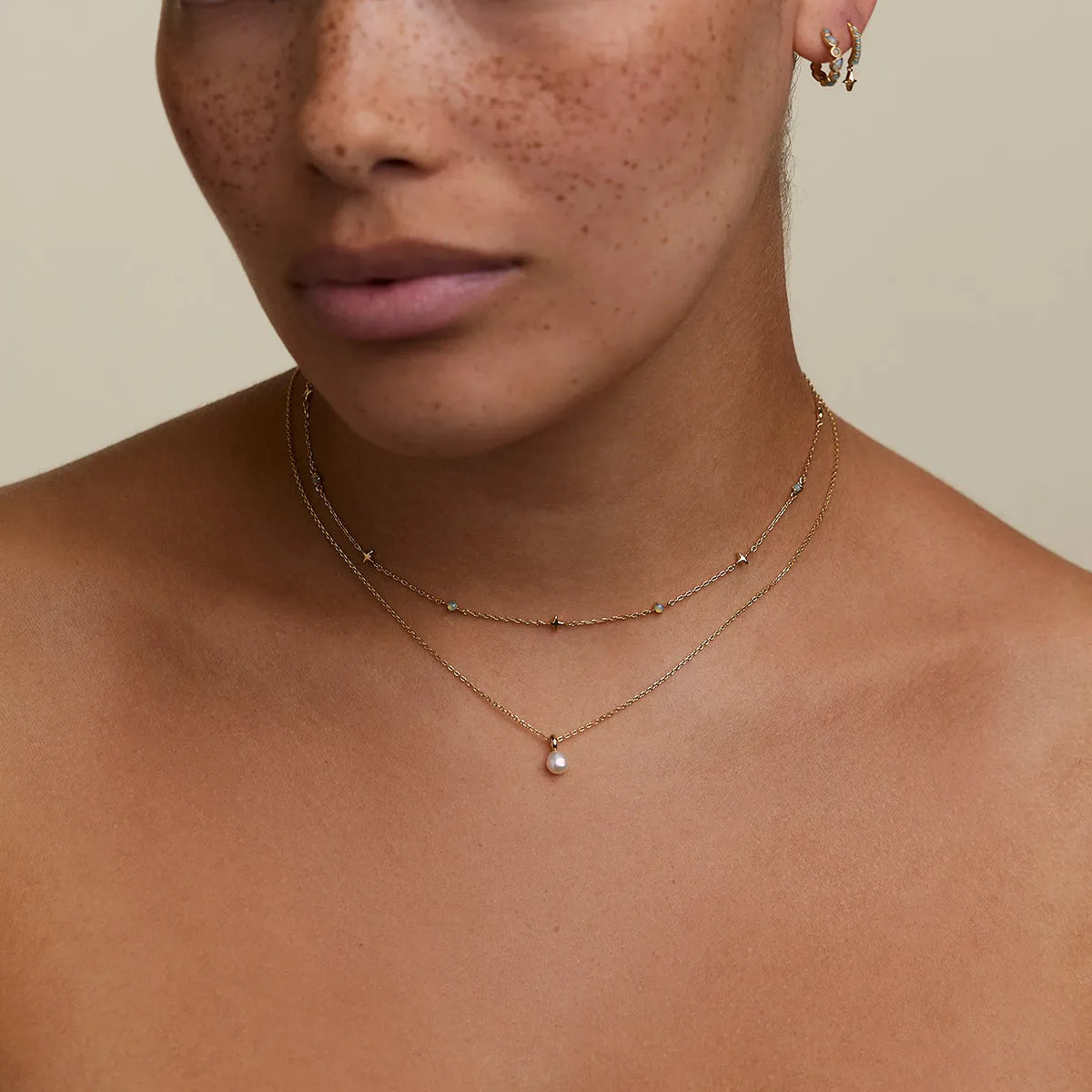 Cosmic Opal Charm Necklace in Gold