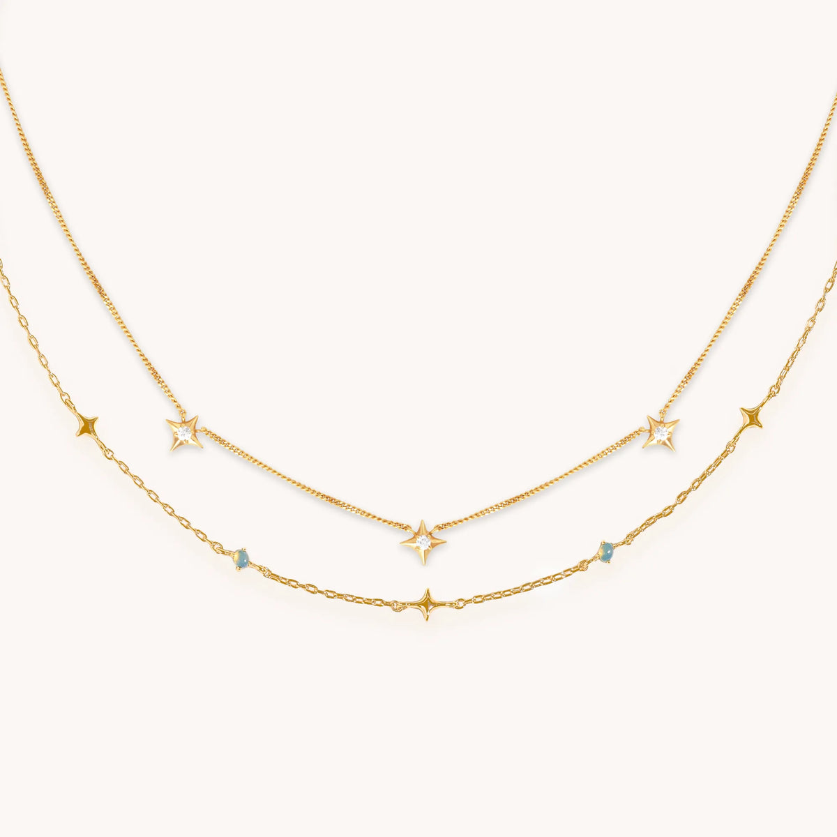 Cosmic Opal Necklace Stacking Set in Gold