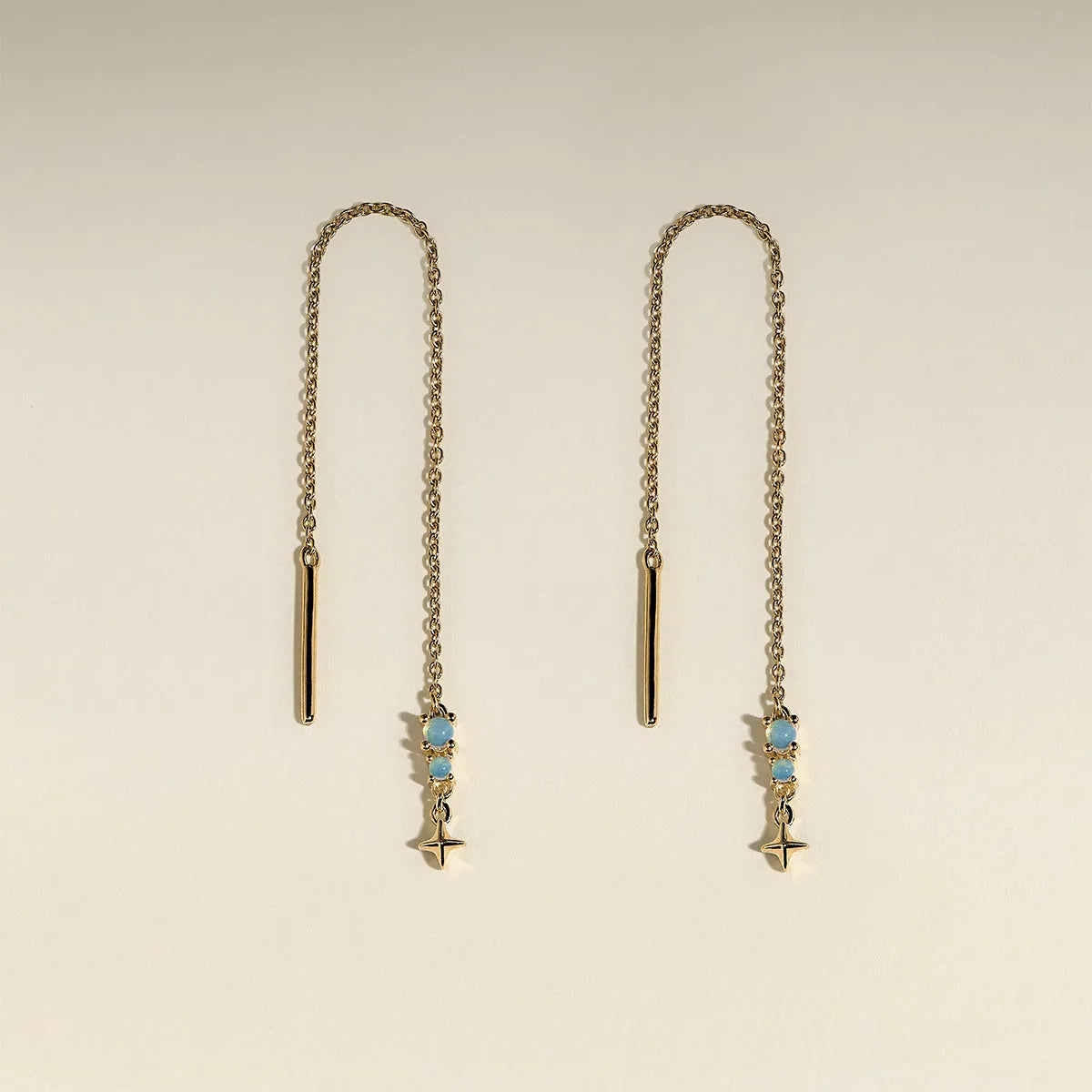 Cosmic Opal Thread Earrings in Gold