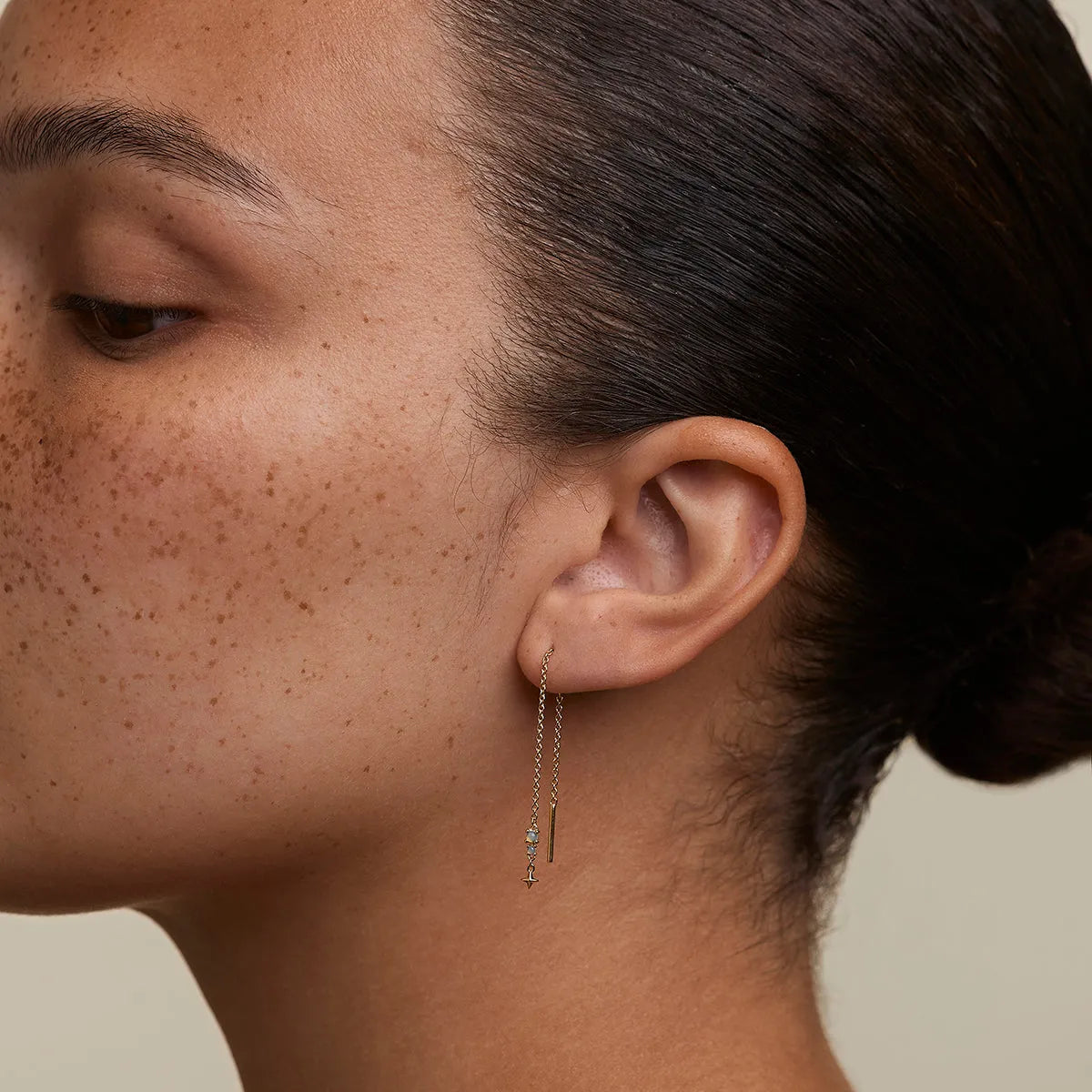 Cosmic Opal Thread Earrings in Gold