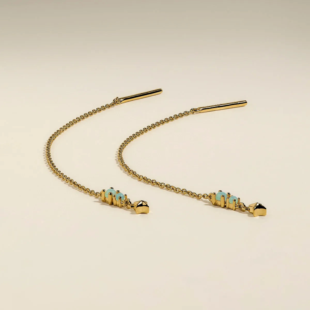 Cosmic Opal Thread Earrings in Gold