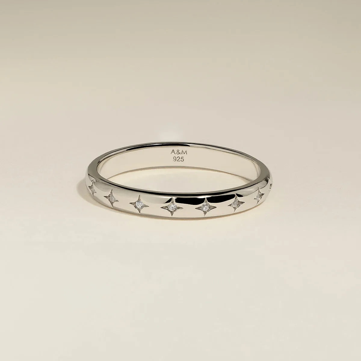 Cosmic Star Band Ring in Silver