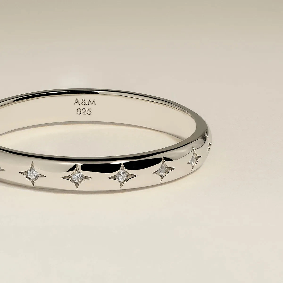 Cosmic Star Band Ring in Silver