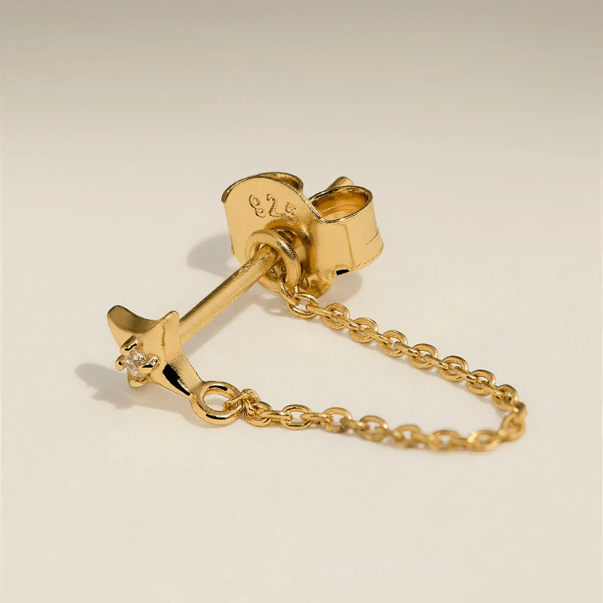 Cosmic Star Chain Stud Earrings in Gold