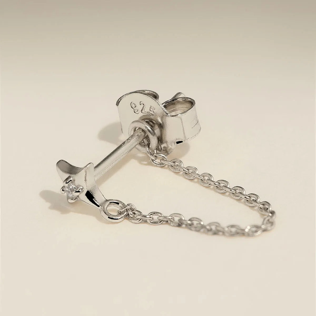 Cosmic Star Chain Stud Earrings in Silver