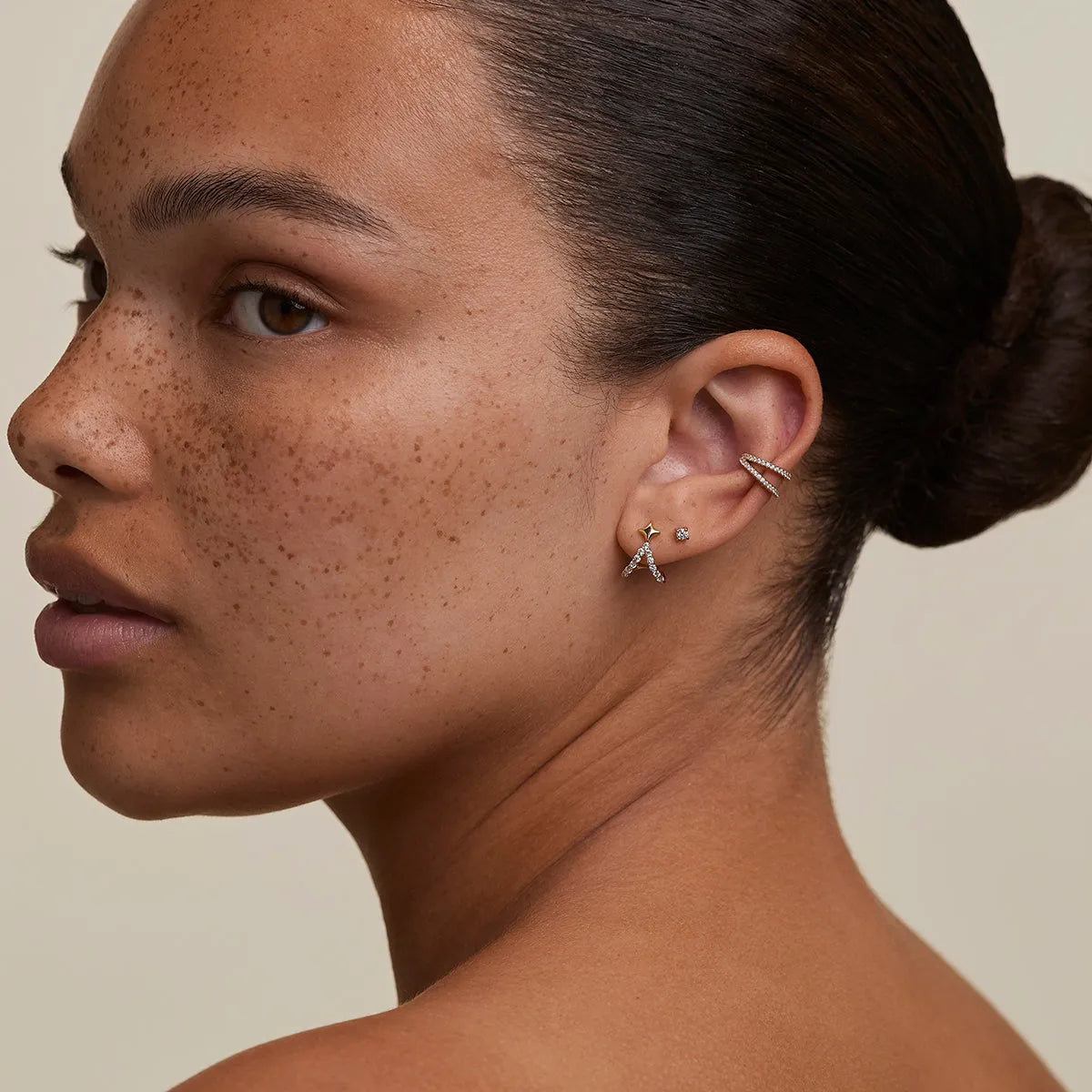 Cosmic Star Illusion Studs in Gold