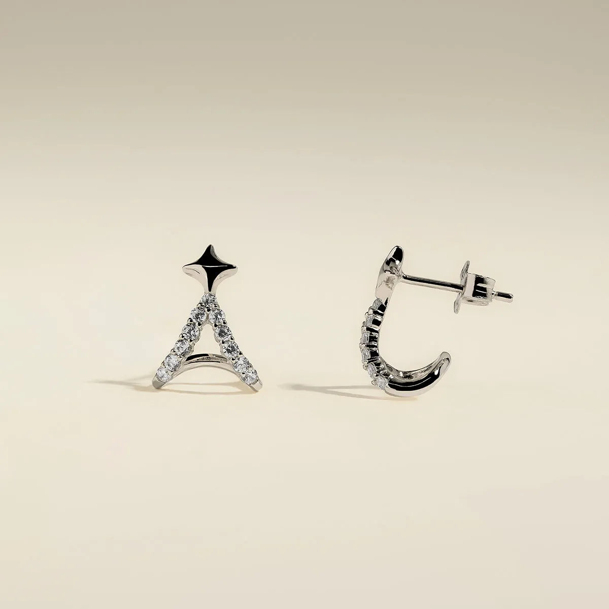 Cosmic Star Illusion Studs in Silver