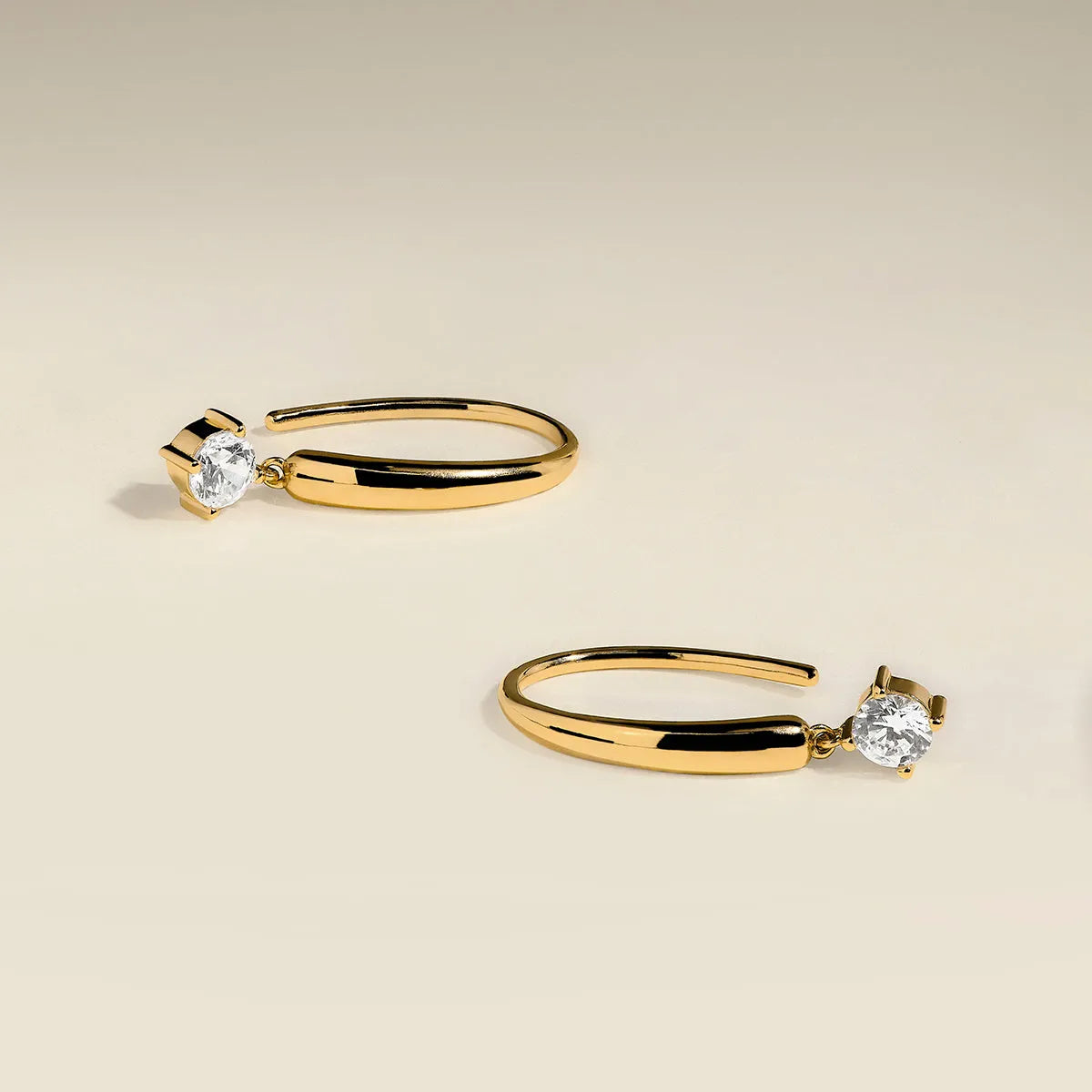 Crystal Charm Hook Earrings in Gold