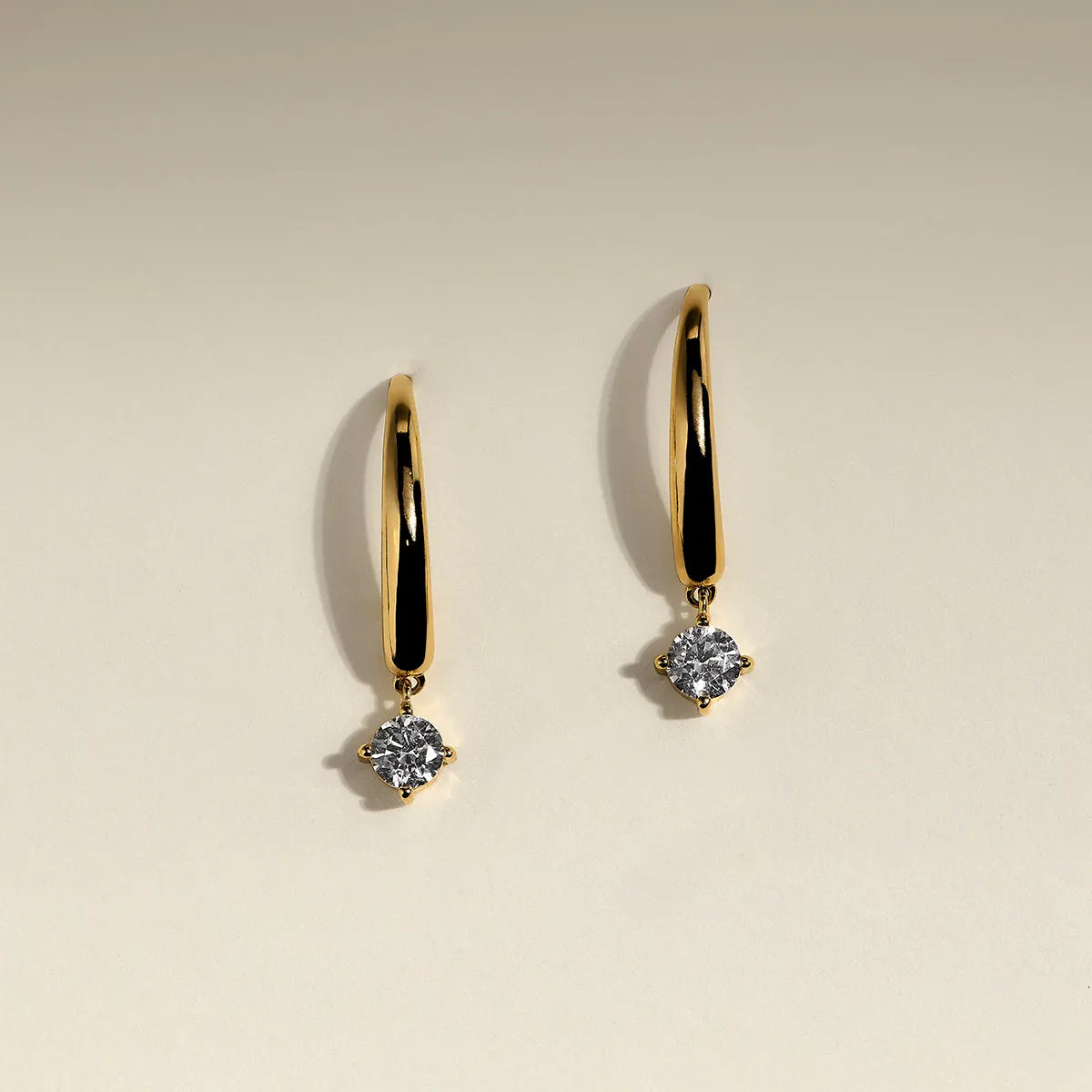 Crystal Charm Hook Earrings in Gold
