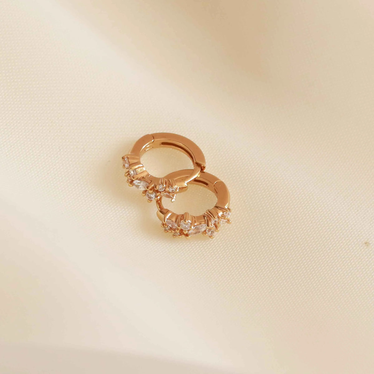 Crystal Cluster Huggies in Gold