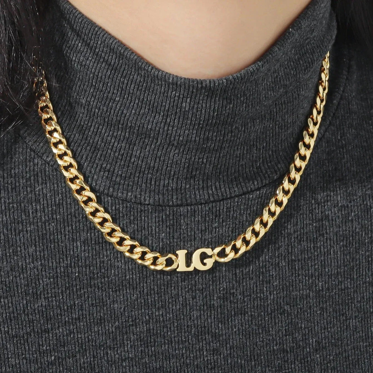Custom Initials XL Cuban Chain Choker Necklace
