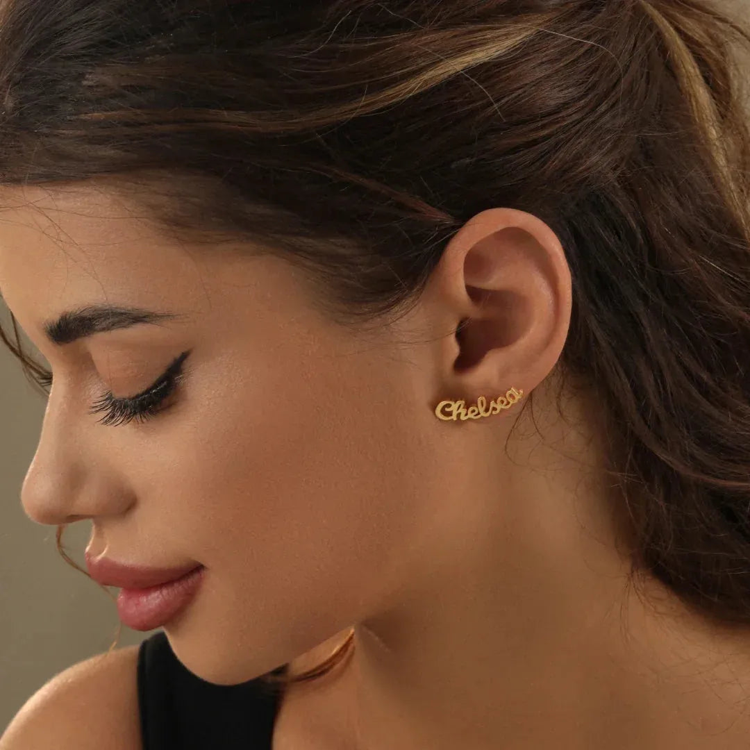 Custom Name Stud Earrings