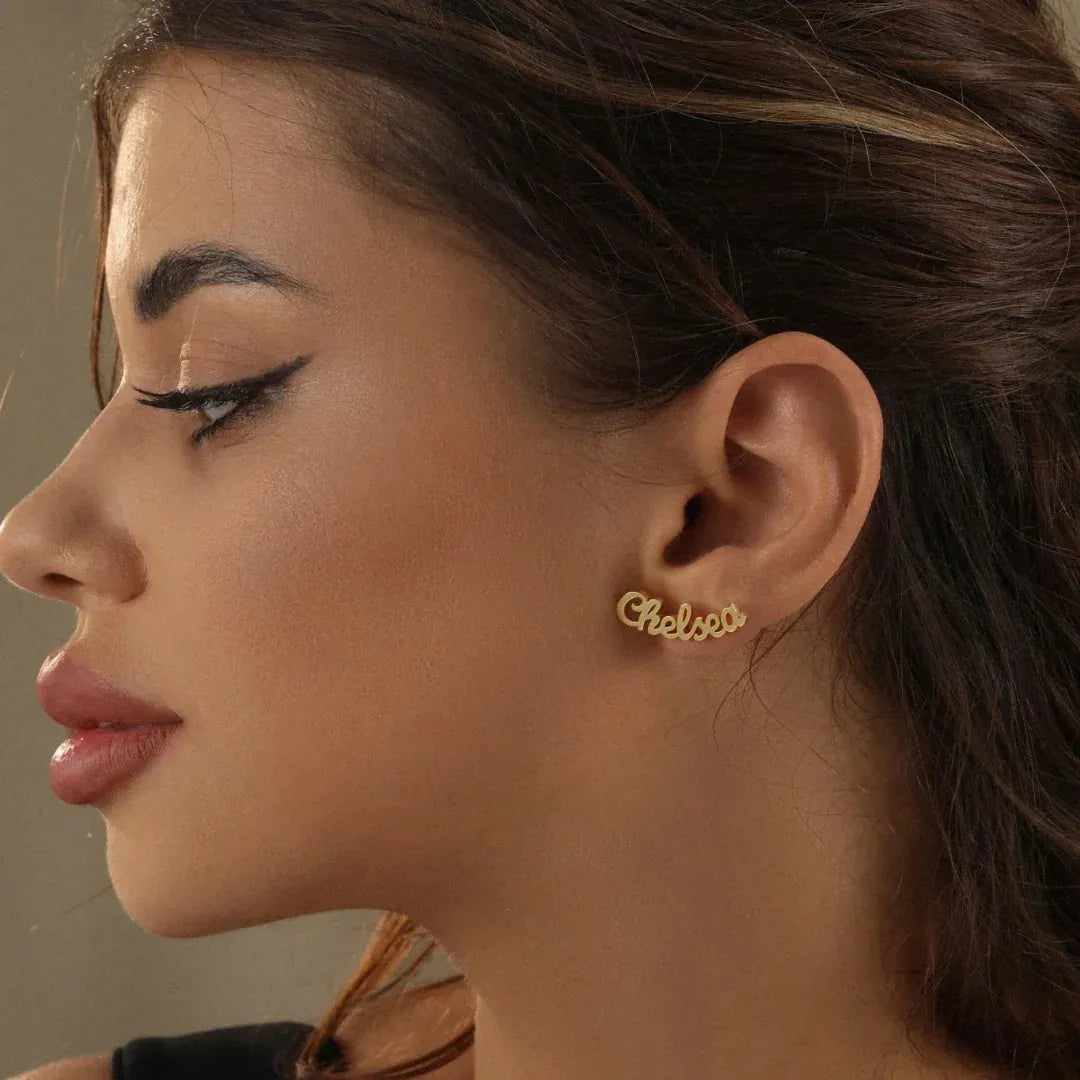 Custom Name Stud Earrings