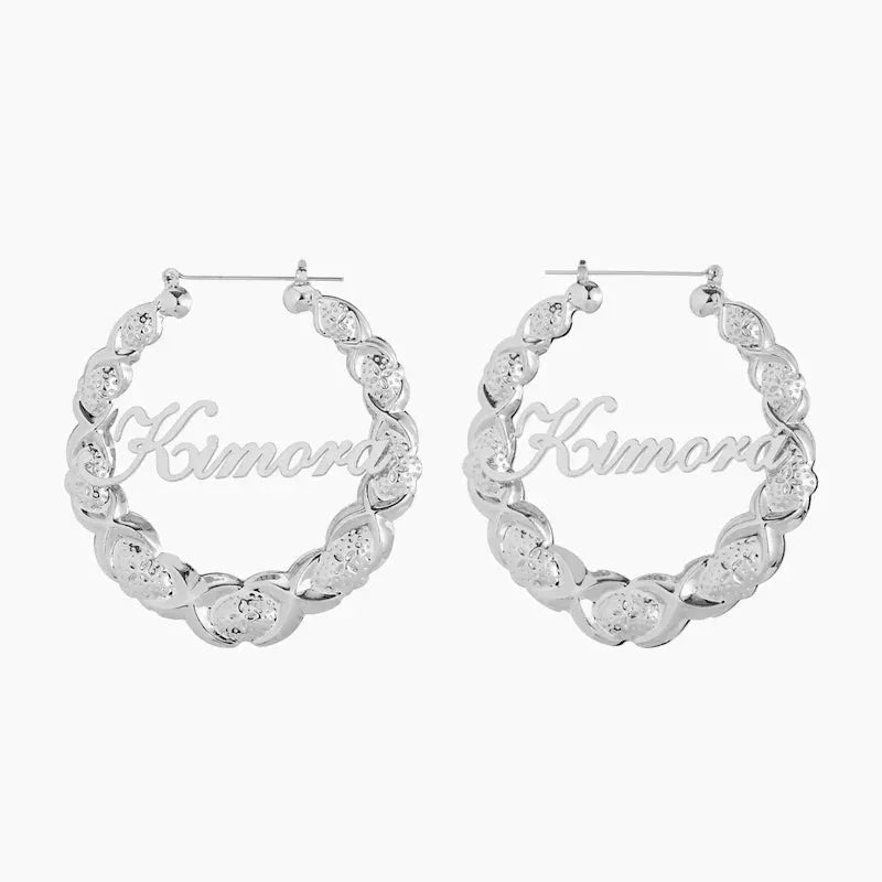 Custom XOXO Bamboo Hoop Earrings