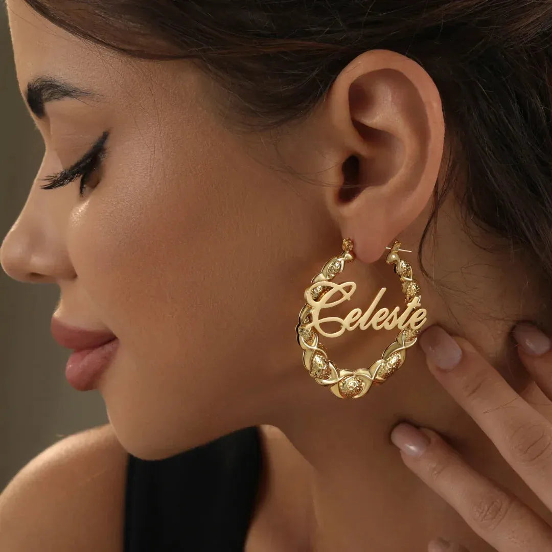 Custom XOXO Bamboo Hoop Earrings