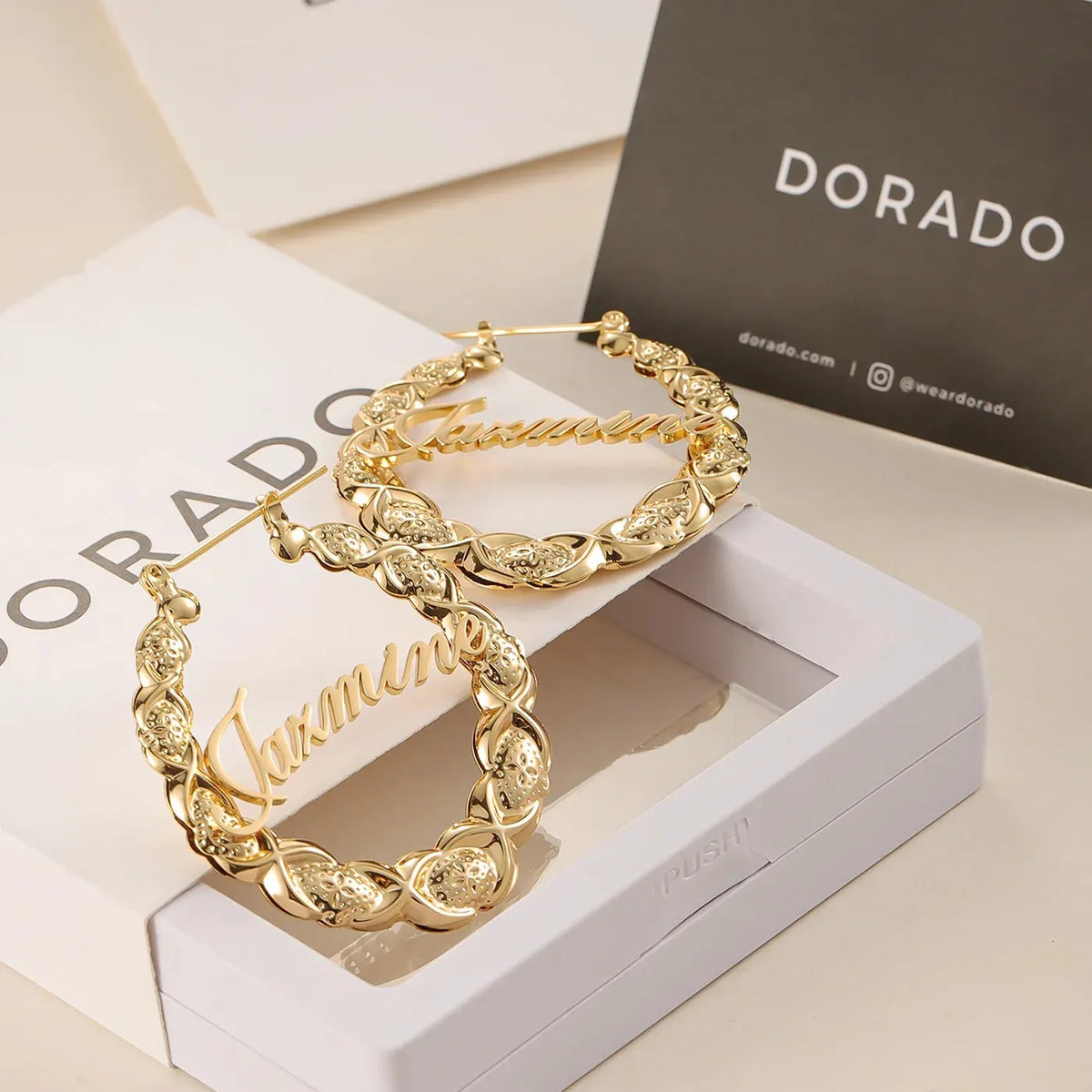 Custom XOXO Bamboo Hoop Earrings