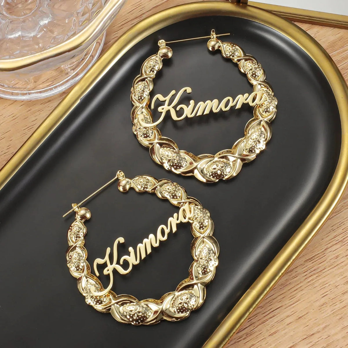 Custom XOXO Bamboo Hoop Earrings