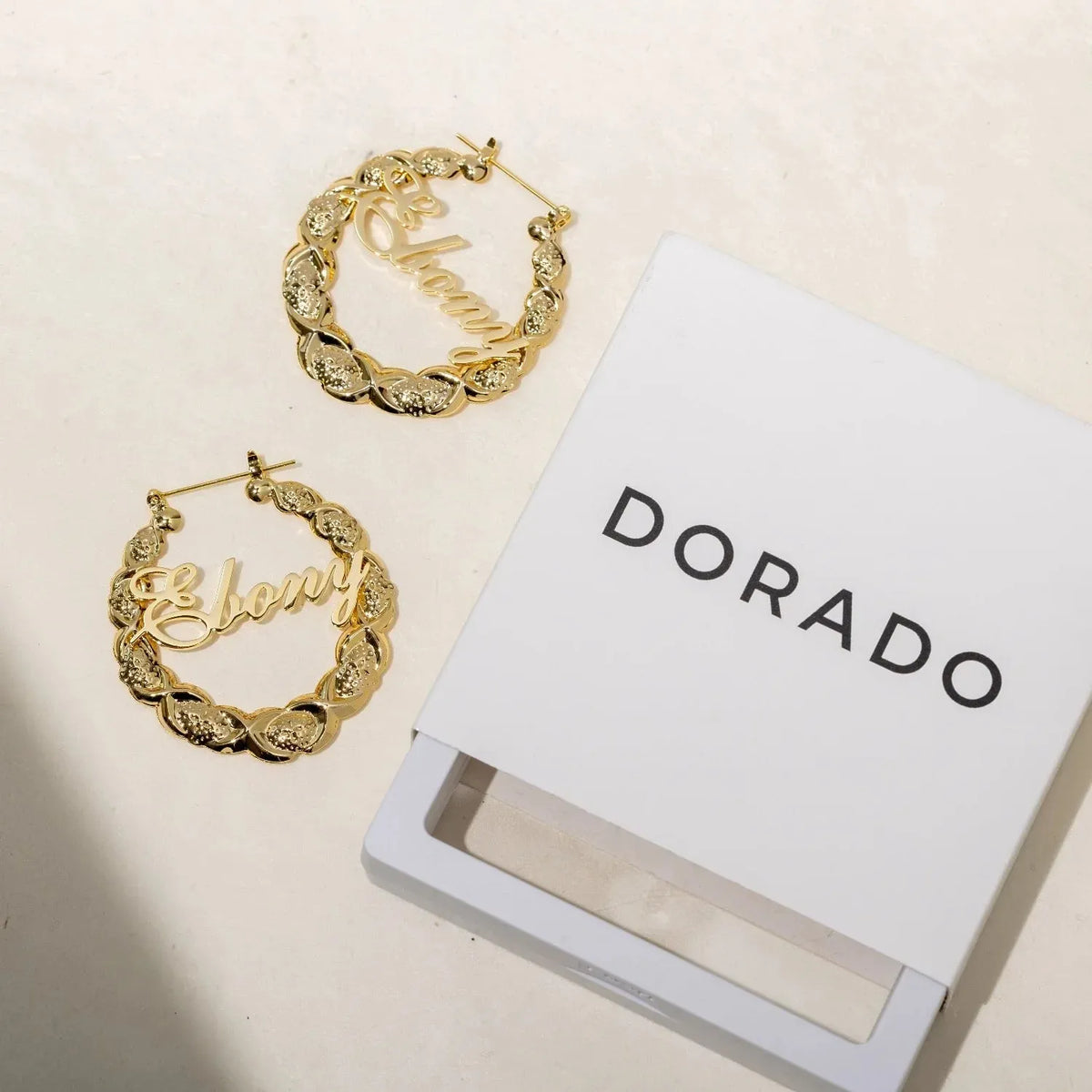 Custom XOXO Bamboo Hoop Earrings