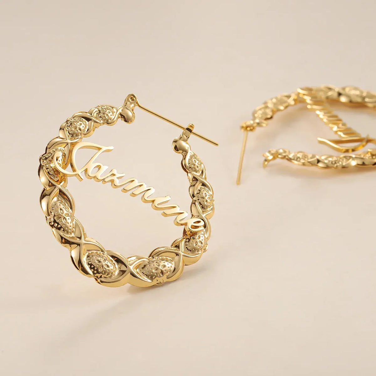 Custom XOXO Bamboo Hoop Earrings