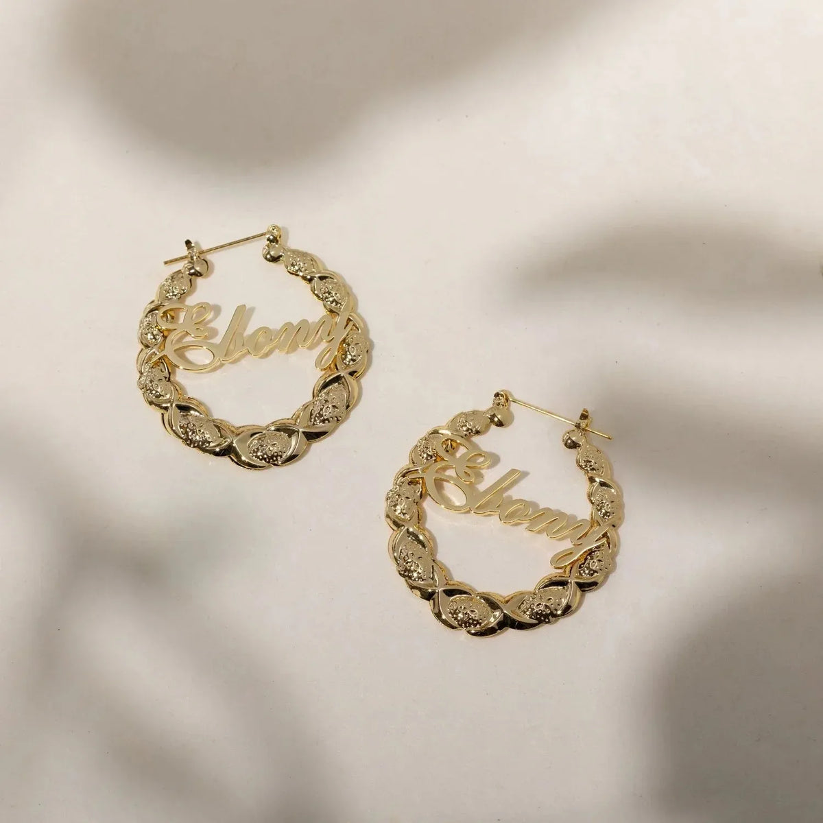 Custom XOXO Bamboo Hoop Earrings