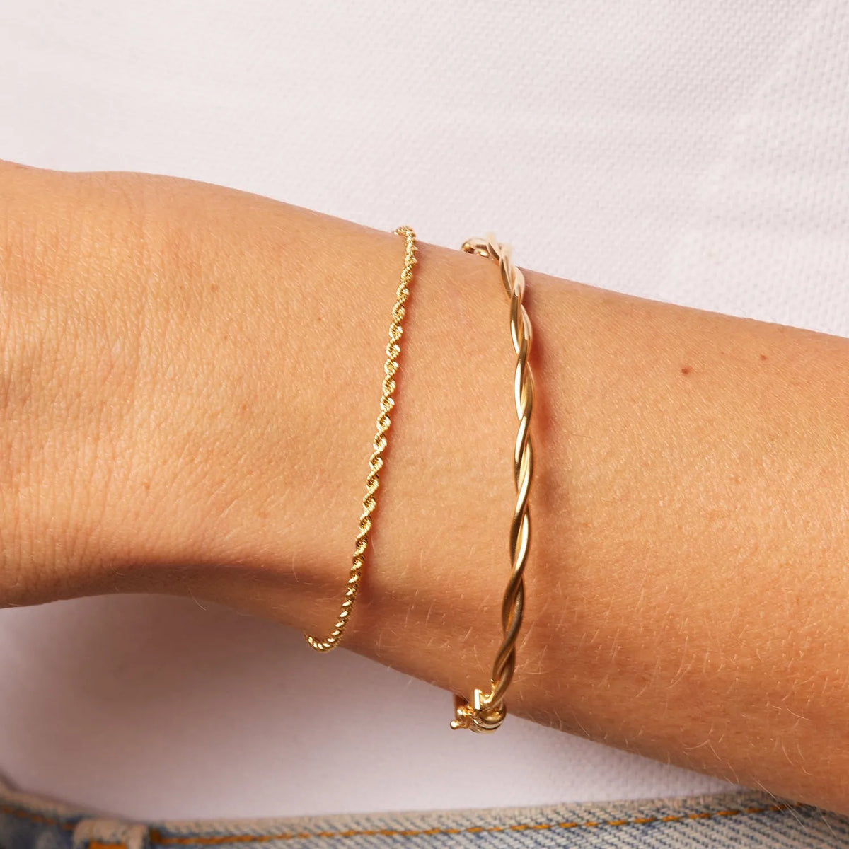 Dainty Rope Chain Bracelet in 14K Gold