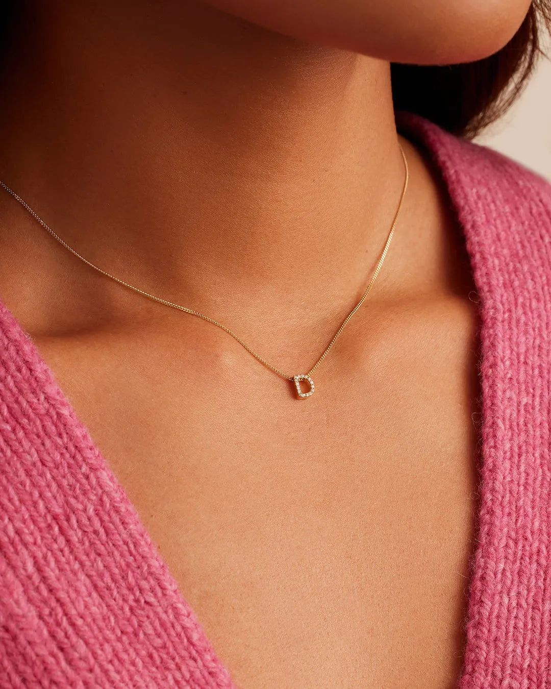 Diamond Alphabet Necklace in 14K Gold