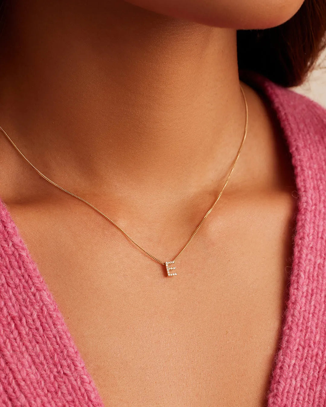 Diamond Alphabet Necklace in 14K Gold