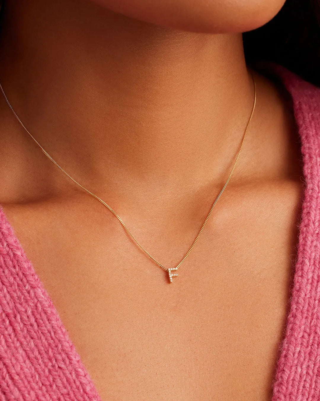 Diamond Alphabet Necklace in 14K Gold