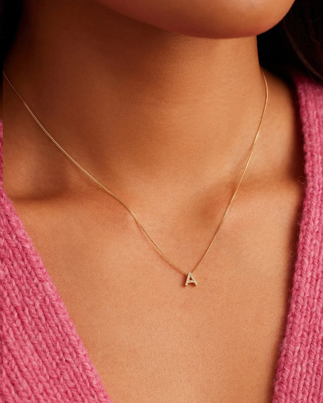 Diamond Alphabet Necklace in 14K Gold