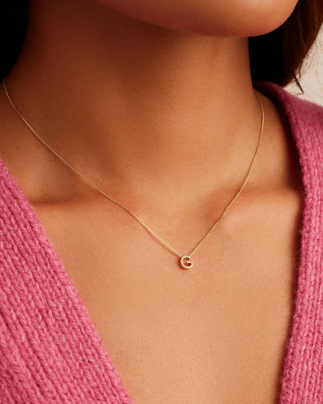 Diamond Alphabet Necklace in 14K Gold