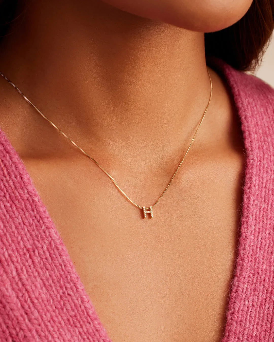 Diamond Alphabet Necklace in 14K Gold