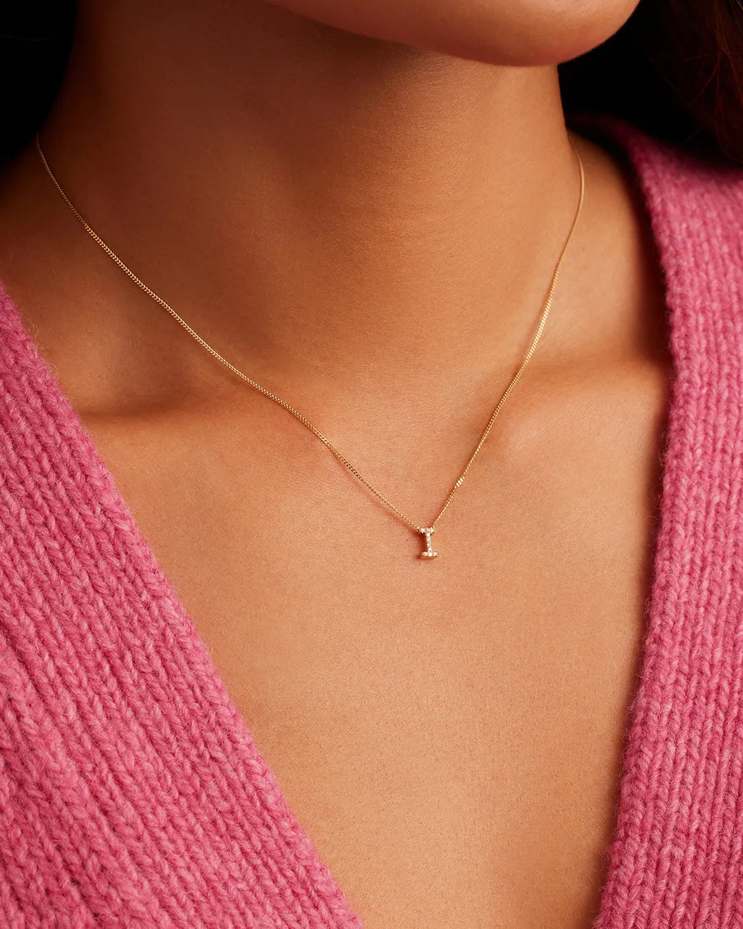 Diamond Alphabet Necklace in 14K Gold