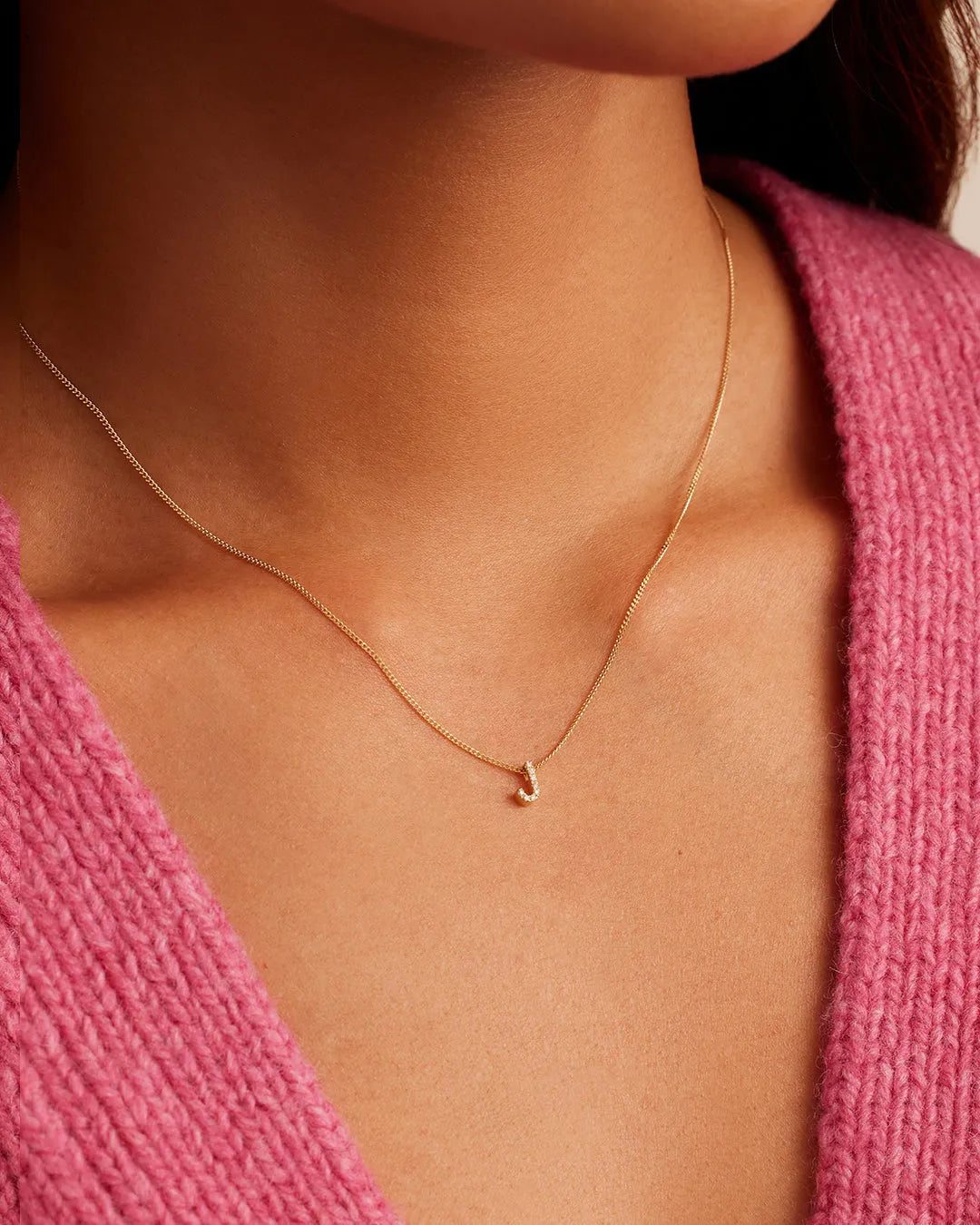 Diamond Alphabet Necklace in 14K Gold
