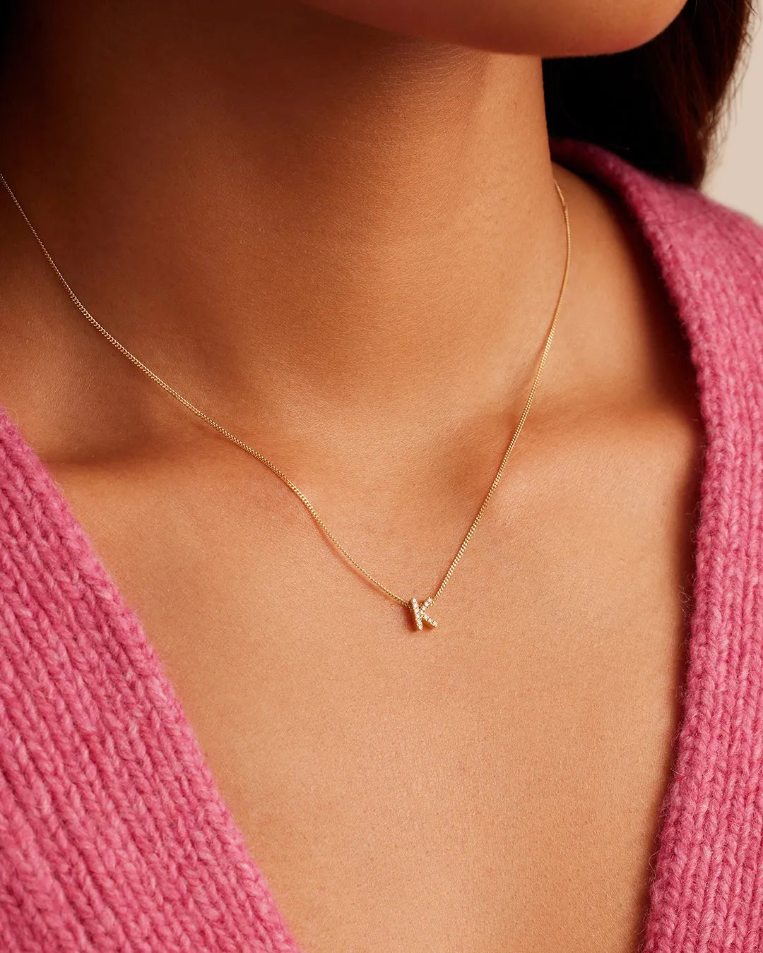Diamond Alphabet Necklace in 14K Gold