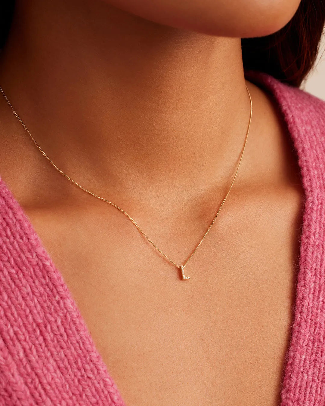 Diamond Alphabet Necklace in 14K Gold