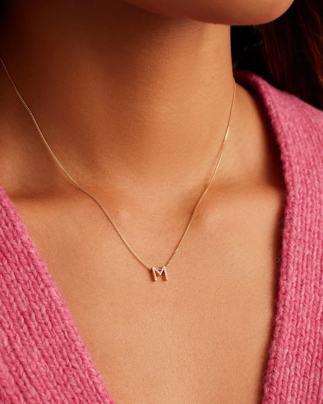 Diamond Alphabet Necklace in 14K Gold