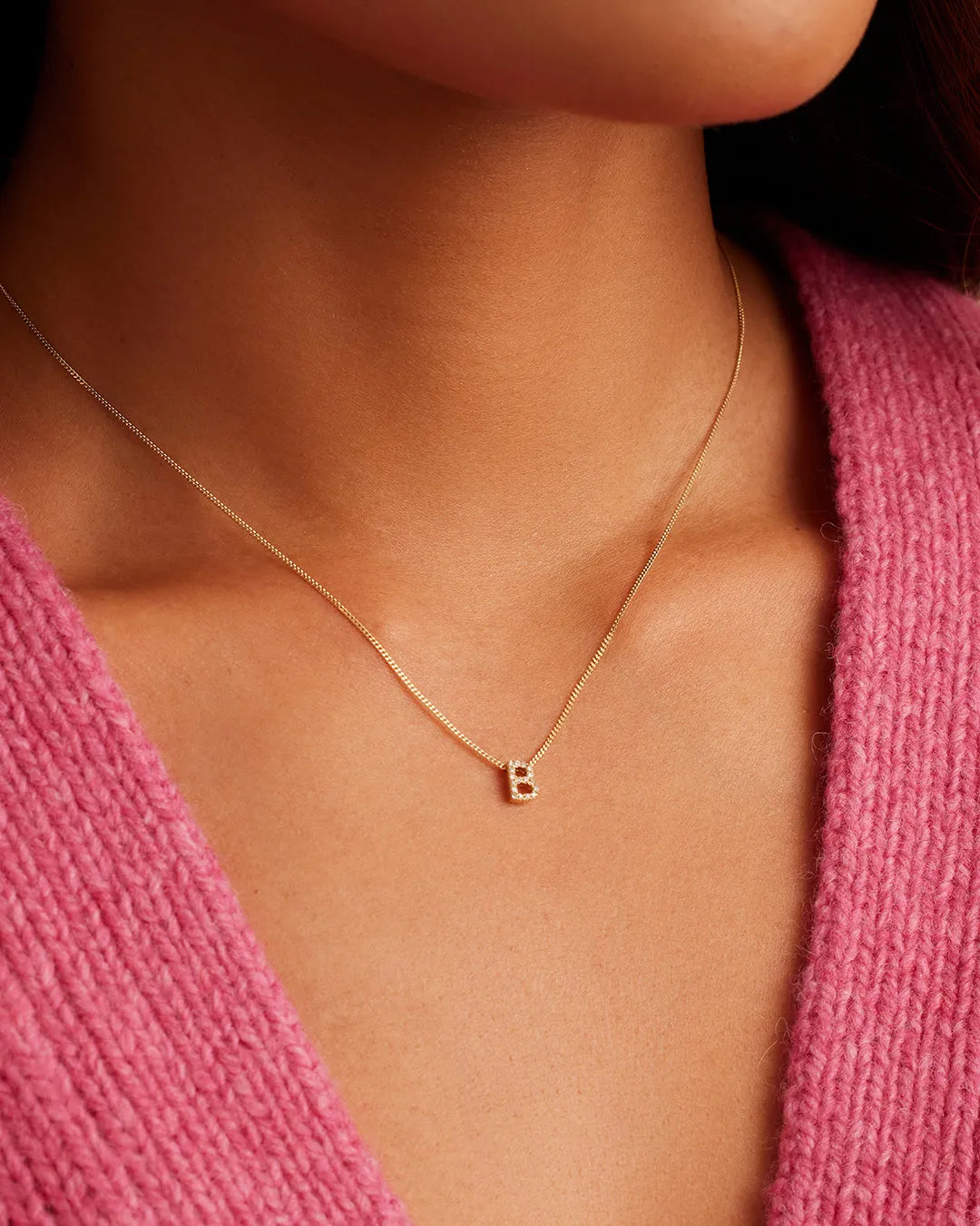 Diamond Alphabet Necklace in 14K Gold