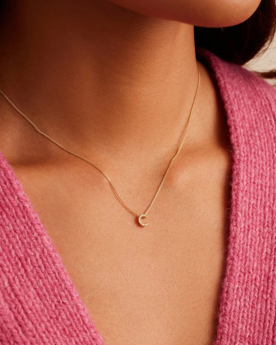 Diamond Alphabet Necklace in 14K Gold
