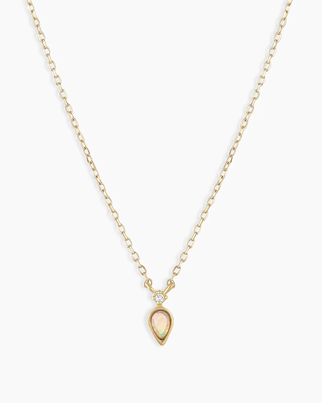 Diamond and Opal Necklace in 14K Gold