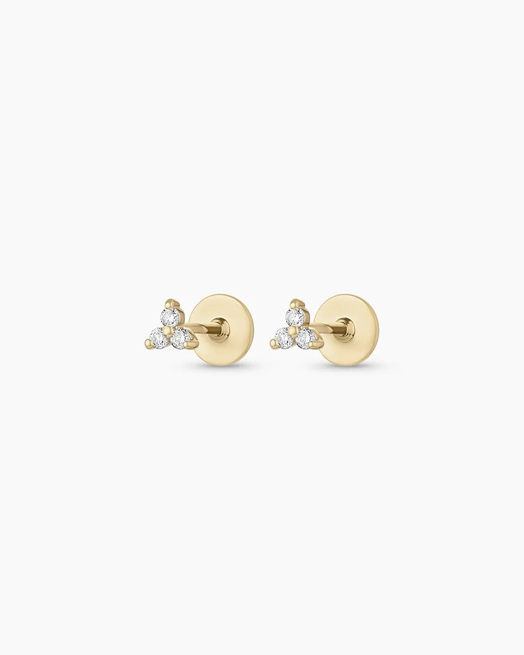 Diamond Bali Flat Back Studs in 14K Gold