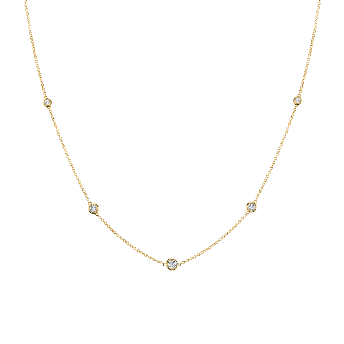 Diamond Bezel Strand Necklace in 14K Gold