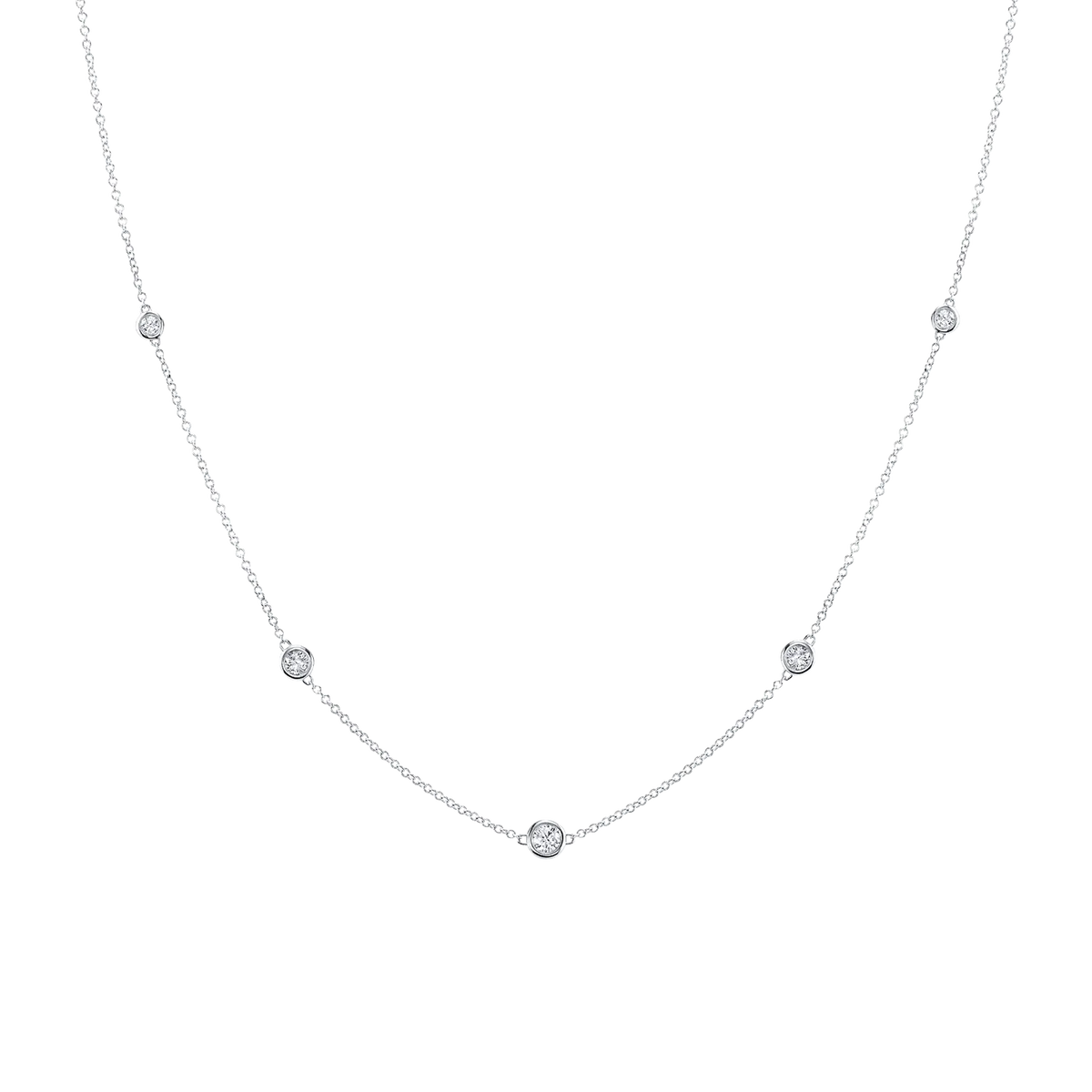 Diamond Bezel Strand Necklace in 14K Gold