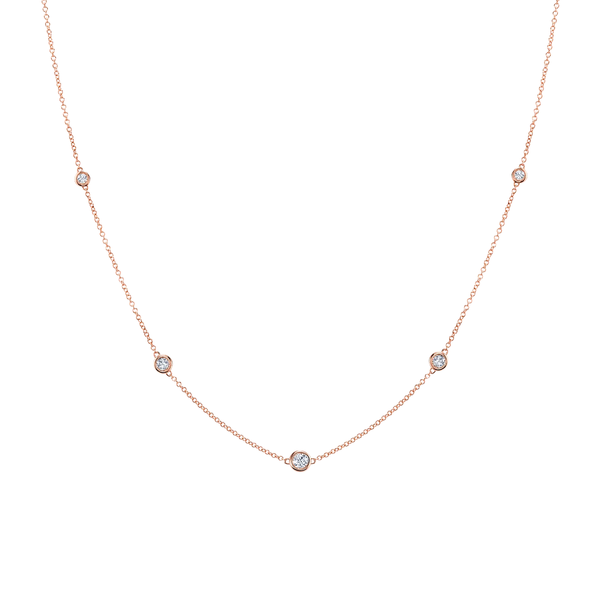 Diamond Bezel Strand Necklace in 14K Gold