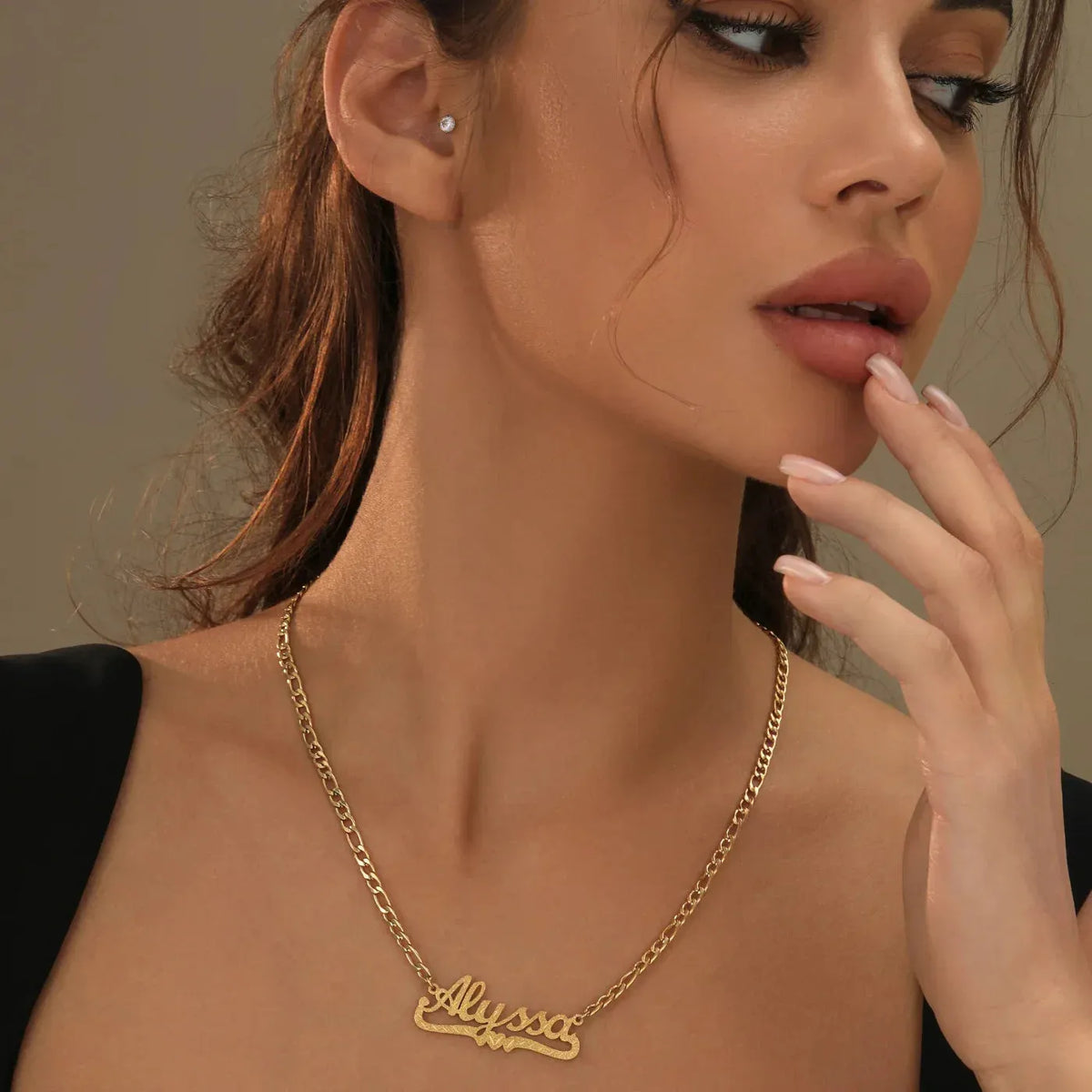 Diamond Cut Heart Name Necklace