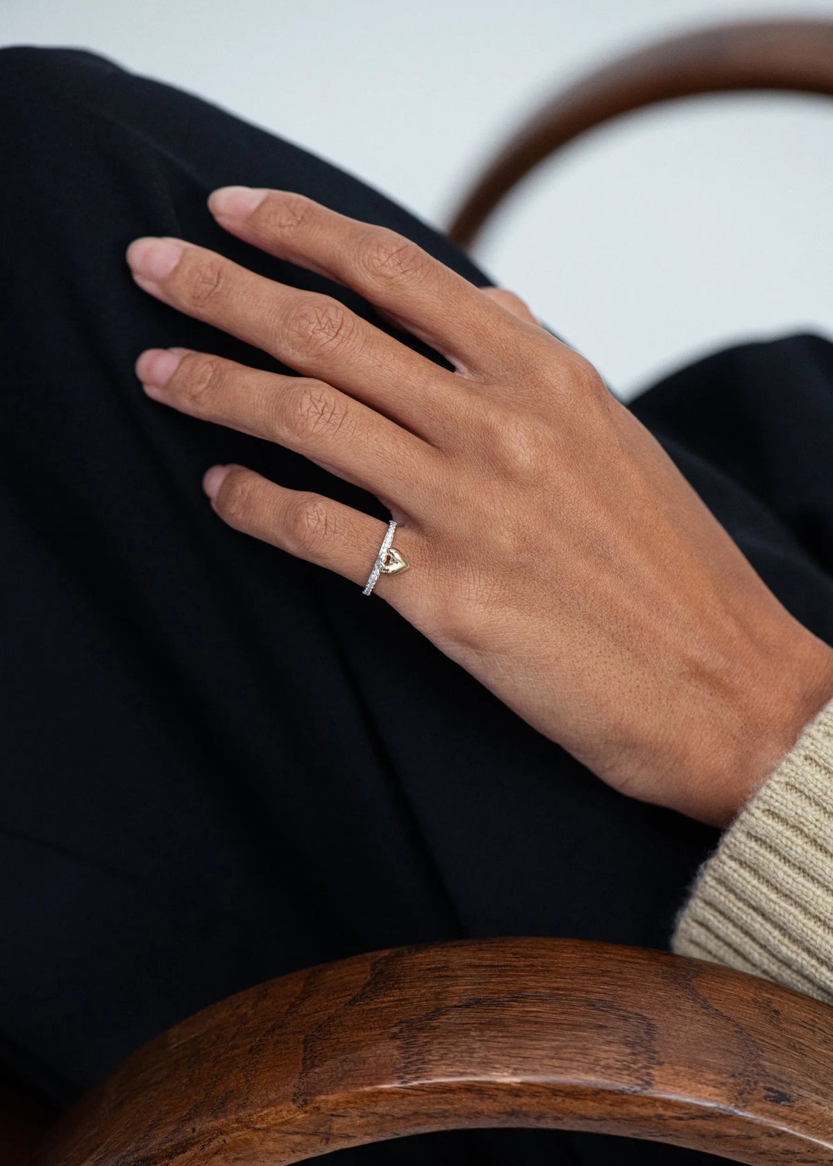 Diamond Heart Knocker Ring