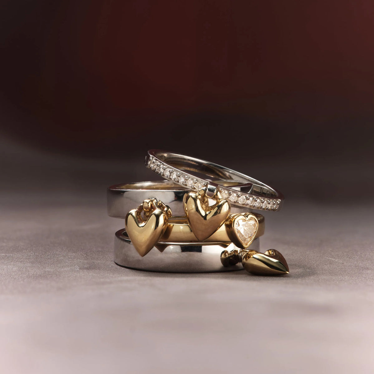 Diamond Heart Knocker Ring