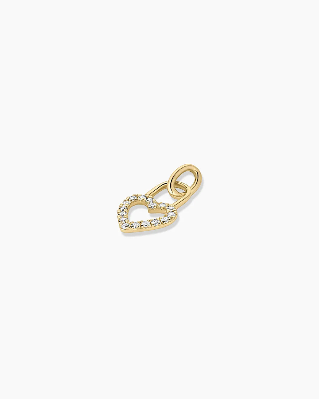 Diamond Heart Padlock Charm in 14K Gold