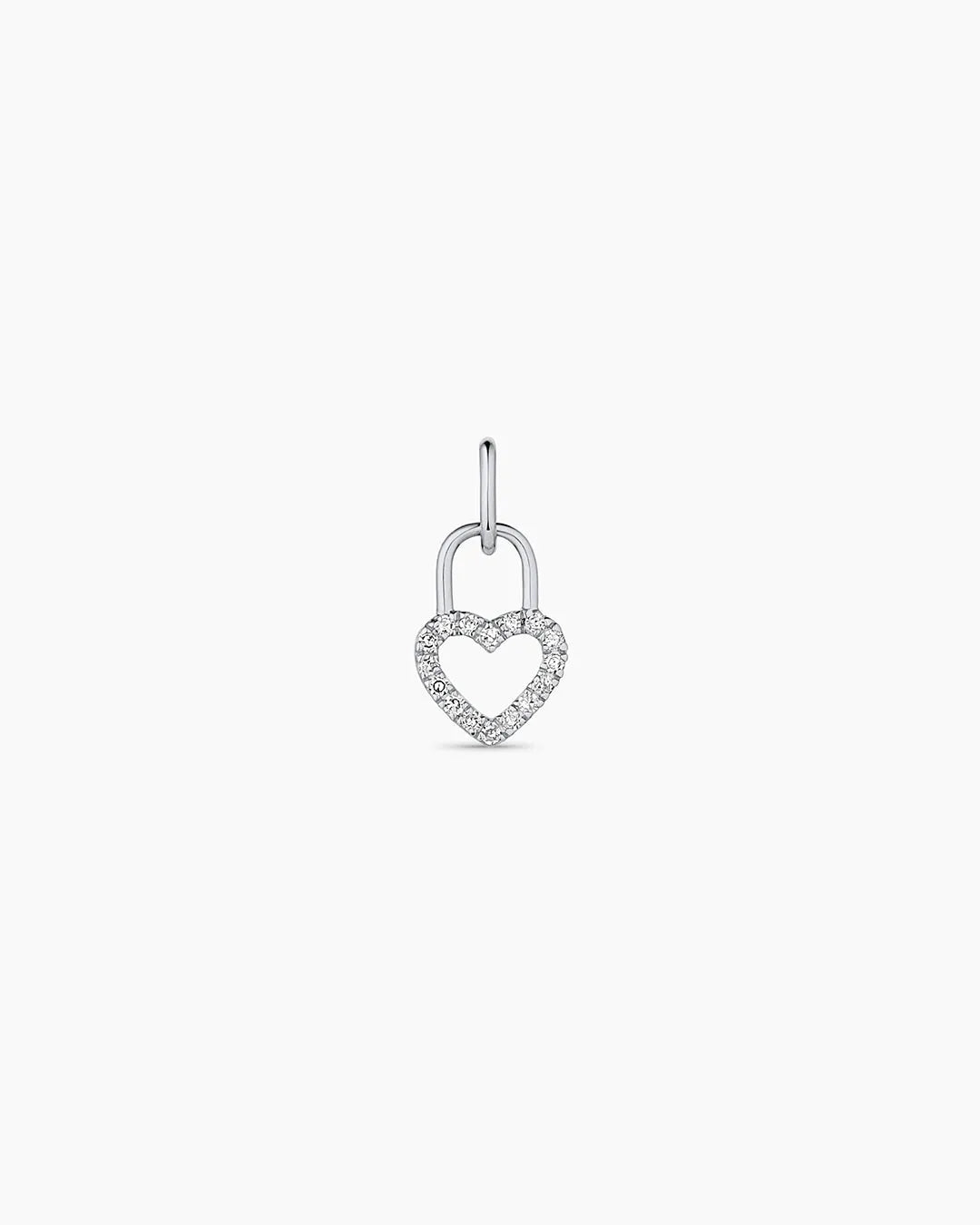 Diamond Heart Padlock Charm in 14K Gold
