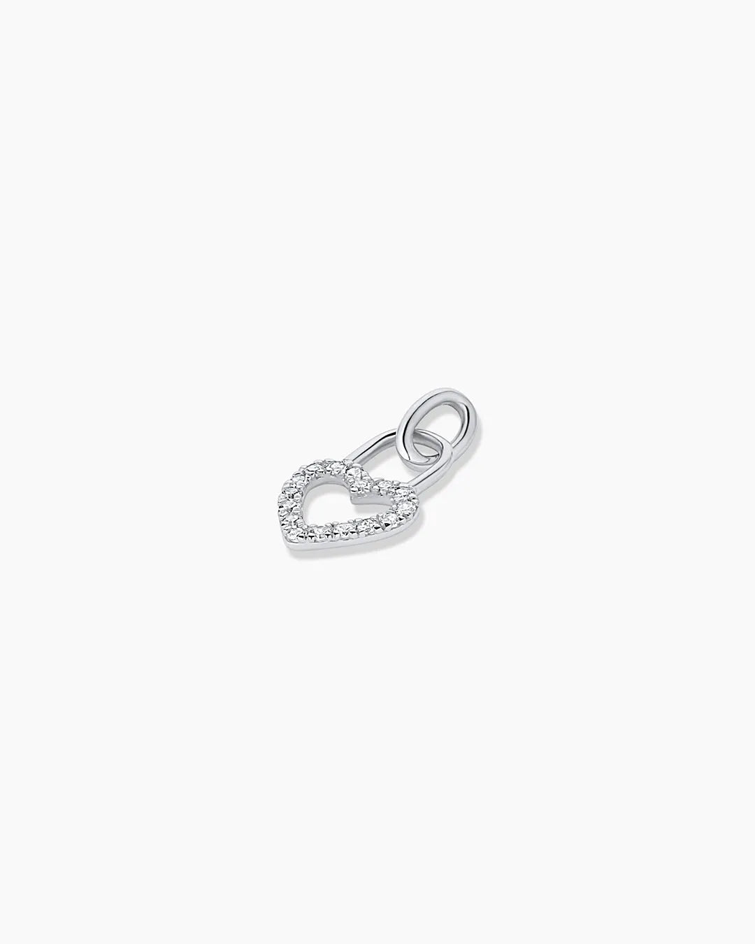 Diamond Heart Padlock Charm in 14K Gold